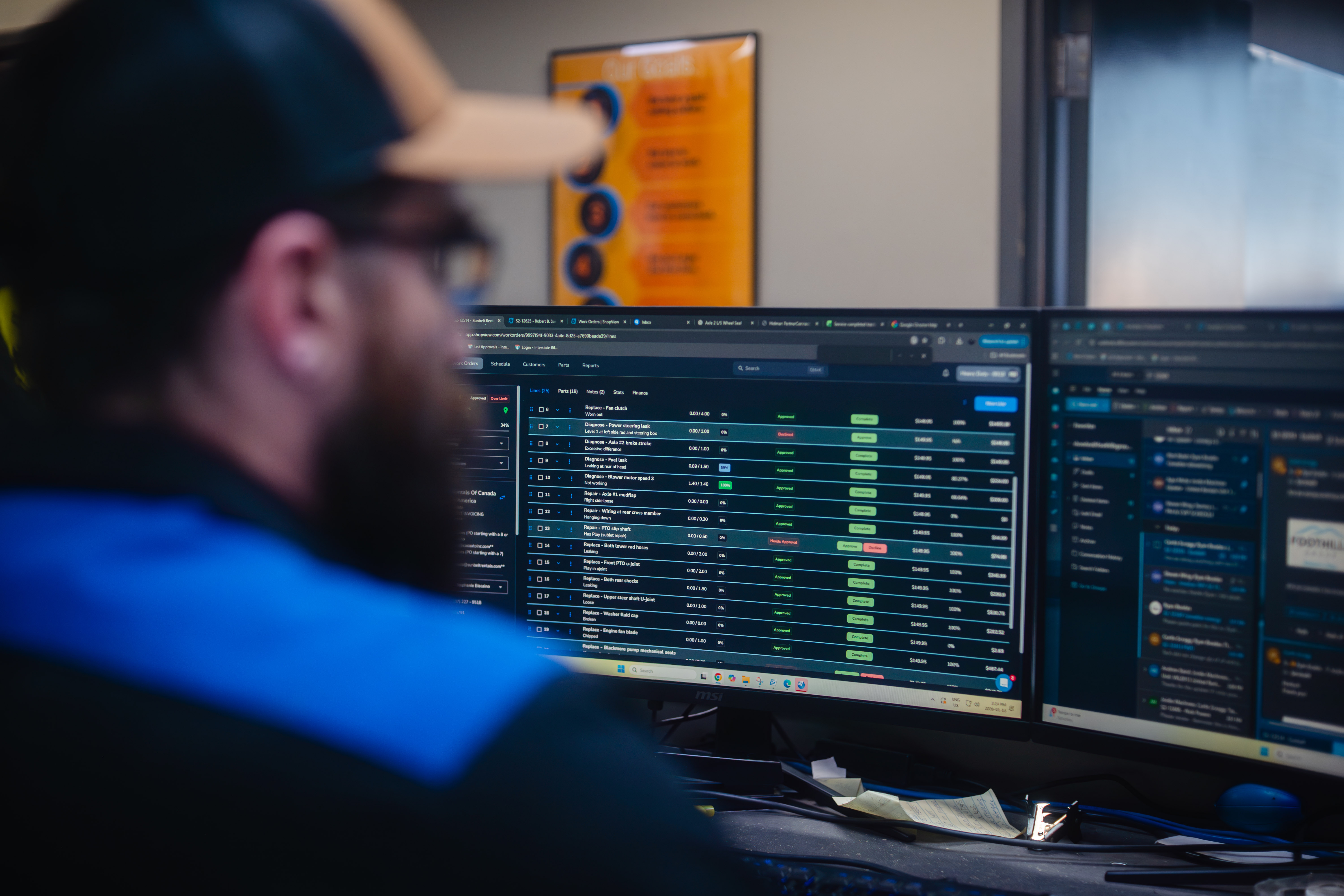 Service manager using shop software